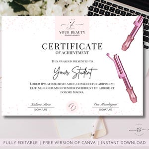 Hyaluron-Pen-Zertifikat, bearbeitbares Hyaluron-Pen-Diplom, Schönheitszertifikat, Hyaluronsäure-Zertifikat für Ausbilder, in Canva bearbeiten