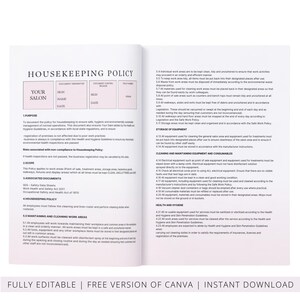 Hair Beauty Salon Staff Policies and Procedures Handbook, Employee Handbook, SOP, Spa Staff Guide, Employment Guide, Editable in Canva