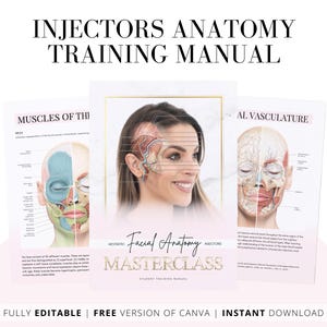 Facial Anatomy for Aesthetic Injectors Training Manual, Nurse Injectors Guide, Injection Anatomy, Editable Template, Edit in Canva