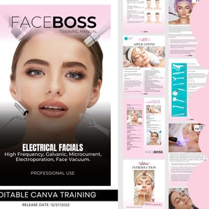 Electrical Facials Training Manual, High Frequency, Galvanic, Microcurrent, Electroporation, Face Vacuum, Class Guide, Edit in Canva