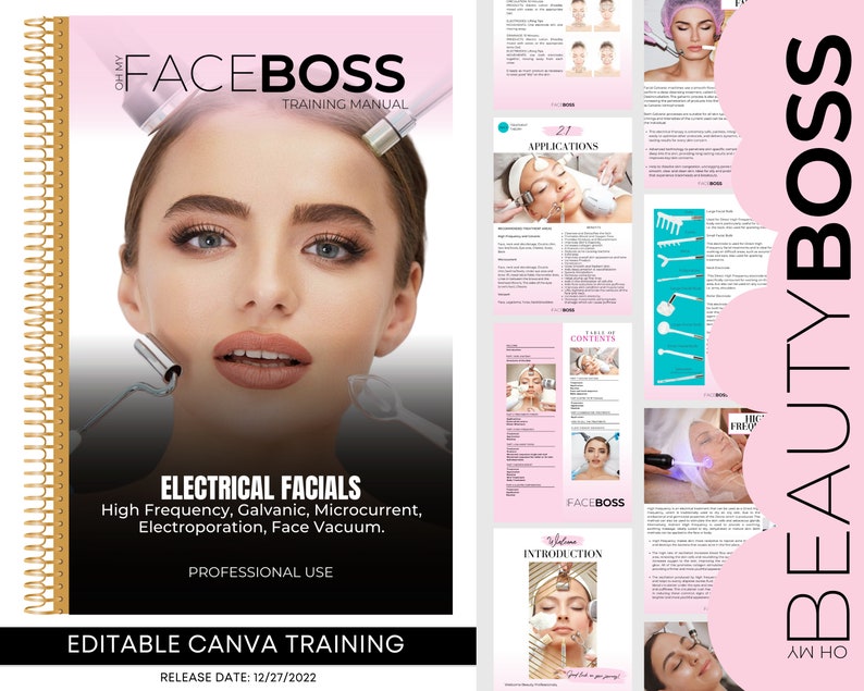 Electrical Facials Training Manual, High Frequency, Galvanic, Microcurrent, Electroporation