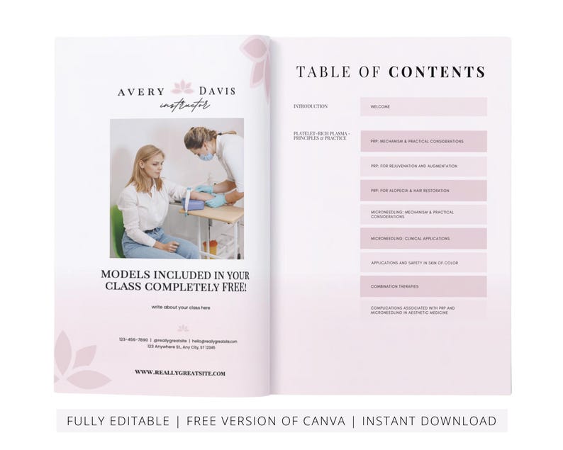 PRP & Microneedling Training Manual, Platelet Rich Plasma, Skin Needling, Skin Care, Scalp, Hair, Guide, Online Course, Edit in Canva