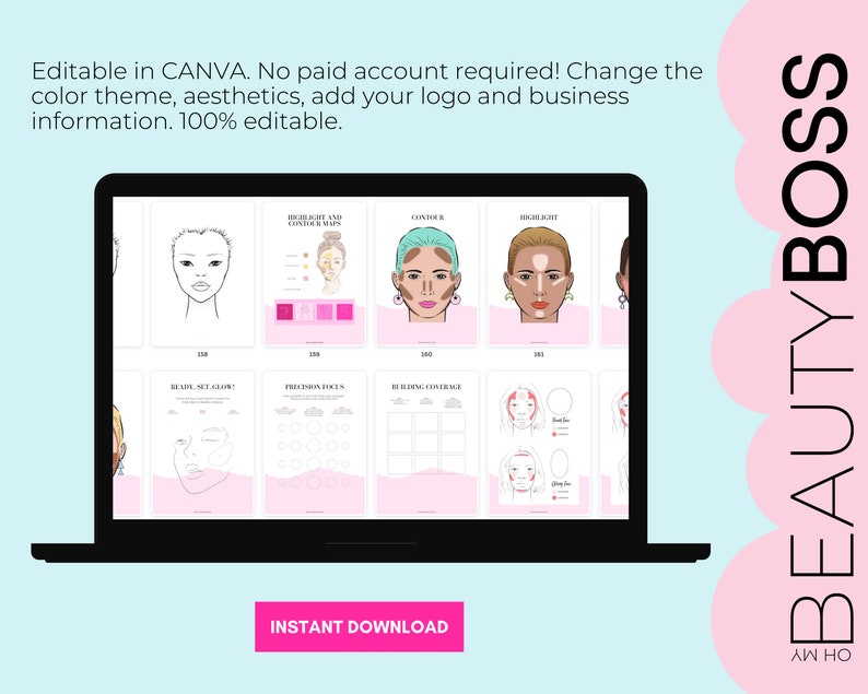 Makeup Manual, Makeup Artist Training Manual, Training & Business Guide, Editable Training Manual, Customizable, Editable in Canva