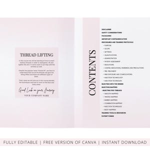 PDO & PLLA Threads Lifts Training Manual, Aesthetics Threads Mapping for Face, Neck, Body, Medical Student Guide, Edit in Canva