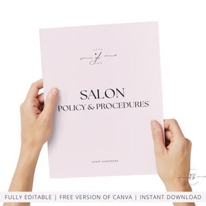 Hair Beauty Salon Staff Policies and Procedures Handbook, Employee Handbook, SOP, Spa Staff Guide, Employment Guide, Editable in Canva