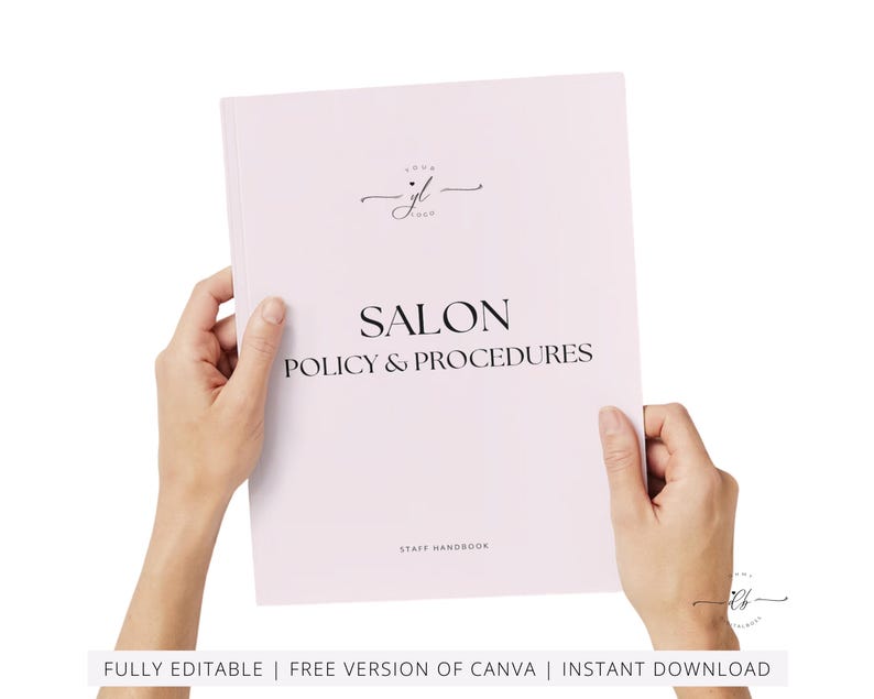 Hair Beauty Salon Staff Policies and Procedures Handbook, Employee Handbook, SOP, Spa Staff Guide, Employment Guide, Editable in Canva