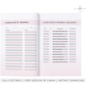 Medical Spa Clinic Safety Policies, Procedures Manual, SOP, MedSpa, Office Health Policy, OSHA, Lasers, Hazards, ANSI, Edit in Canva