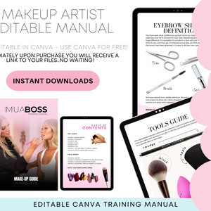 Makeup Manual, Makeup Artist Training Manual, Training & Business Guide, Editable Training Manual, Customizable, Editable in Canva