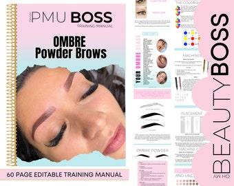 Ombre Powder Brows Training Manual, Permanent Makeup Training Guide, Ombre brows, Powder Brows, Edit Canva