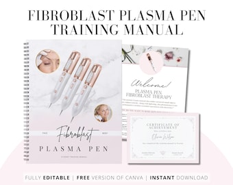 Podręcznik szkoleniowy dotyczący obsługi pióra plazmowego Fibroblast, certyfikat dla ucznia (można edytować w Canva)