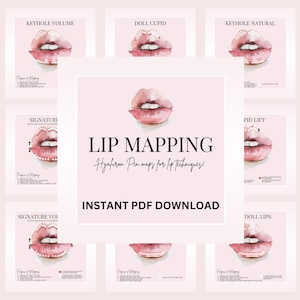 Hyaluron Pen Lip Mapping Guides, Lip Map Techniques, Russian Lips, Cupids Bow Lift, Keyhole Pout, Printable PDF, Doll Lips, Instant Access