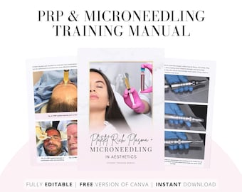 PRP & Microneedling Training Manual, Editable Online Course (Canva)