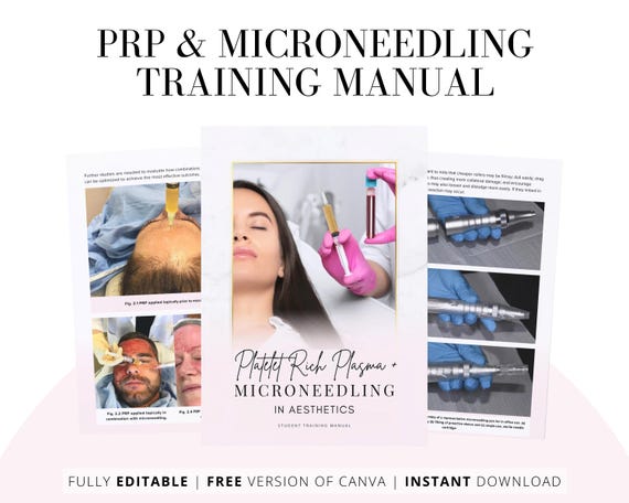 PRP & Microneedling Training Manual, Editable Online Course (Canva)