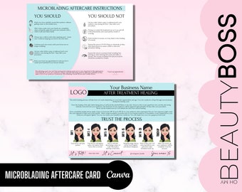 Microblading Eyebrows Aftercare Cards, Eyebrow Tattoo Care, Microshading, PMU Brows, Edit in Canva