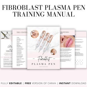 Manual de capacitación sobre terapia con fibroblastos, Guía del estudiante de Plasma Pen, Cara de Plasma Pen, Cuerpo de fibroblastos, Protocolos básicos y avanzados, Editar en Canva