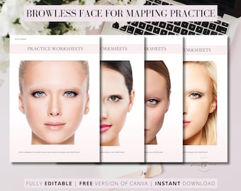 May include: Four printable worksheets with a browless face for mapping practice. Each worksheet has the text "PRACTICE WORKSHEETS" at the top.