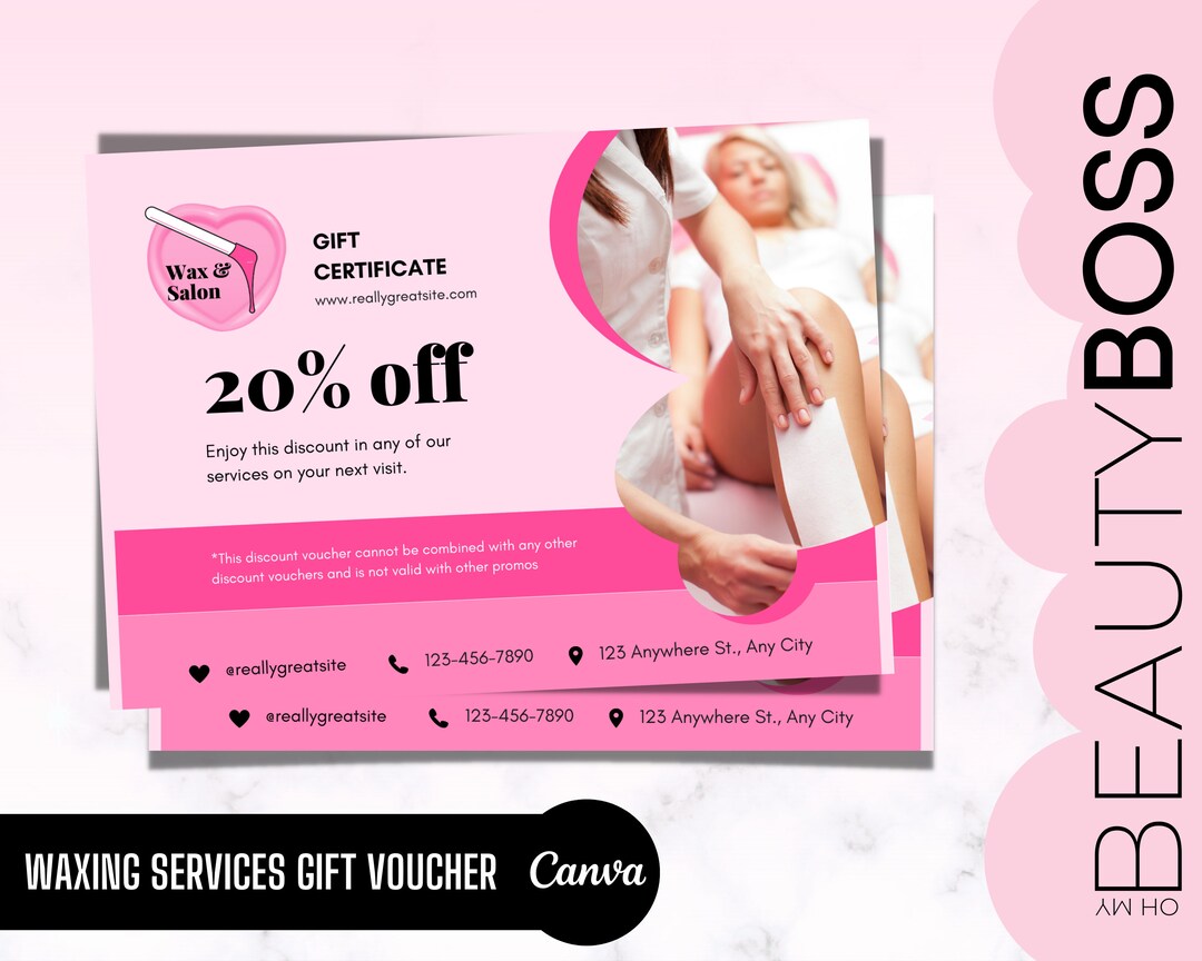 Waxing Salon Gift Voucher Esthetician Wax Services Waxing Etsy