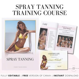 Spray Tan Training Course, Sunless Tanning Manual, Training & Business Guide, Spray Tan Editable Training Manual, Customize, Edit in Canva