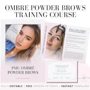 OMBRÉ POWDER Brows Editable Training Manual, PMU Brow Corrections, Eyebrow Touch Ups, Edit in Canva for your Brow Class