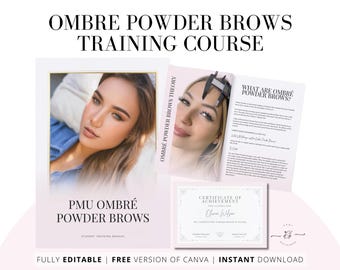 Ombré Powder Brows Training Manual: Editable PMU Brow Course (Canva)