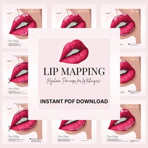Hyaluronpen Hulplijnen voor liptoewijzing, lipkaarttechnieken, Russische lippen, cupidobooglift, sleutelgat steenbolk, poplippen, afdrukbare pdf, directe toegang