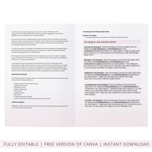 PDO & PLLA Threads Lifts Training Manual, Aesthetics Threads Mapping for Face, Neck, Body, Medical Student Guide, Edit in Canva