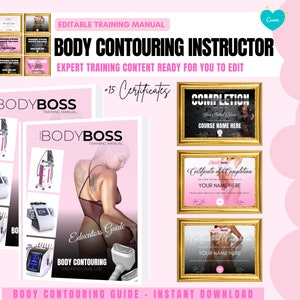 Body Contouring Instructor Training Manual, Editable, Body Contouring Student, Certificates, Educator Class Online Course, Edit in Canva