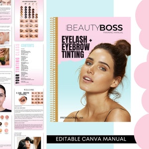 Eyebrow and Eyelash Tinting Training Manual, Brow Tint, Lash Tinting, Estheticians, Cosmetology, Editable Training Guide, Edit in Canva