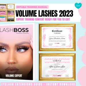 Volume Eyelash Extensions Editable Training Manual & Certificates, Volume Lash Training, Educator Lash Packet, Student Training Class Guides