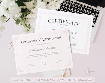 Editable Beauty Course Certificate Template, Canva Design (Digital Download)