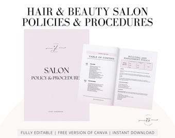 Salon Staff Handbook: Policies & Procedures Template (Editable Canva)