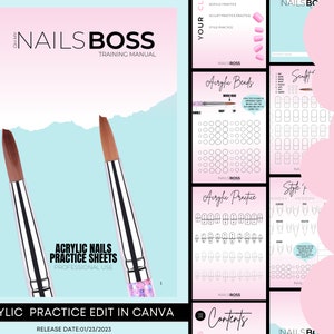 Acrylic Bead Ratio Workbook, Acrylic Application Practice Sheets, Nail Practice Template, Nail Forms, Nail Services, Edit in Canva