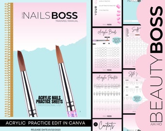 Acrylic Nail Practice Workbook, Bead Ratio Sheets (Edit in Canva)