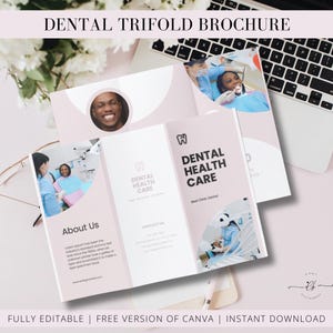 Trifold Broschüre für Zahnzahnärzte, Zahnarzt, Zahnärzte, Template-Design, Bearbeitung in Canva