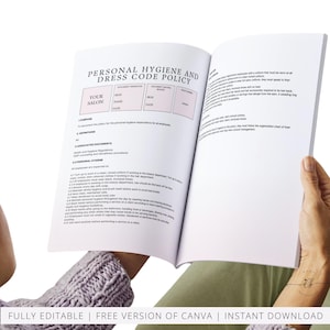 Hair Beauty Salon Staff Policies and Procedures Handbook, Employee Handbook, SOP, Spa Staff Guide, Employment Guide, Editable in Canva