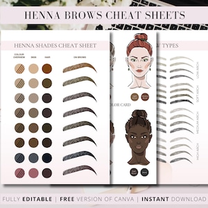 Henna Augenbrauen Spickzettel, Augenbrauen Styling, Farbanpassung, Farbmuster, Bearbeiten in Canva