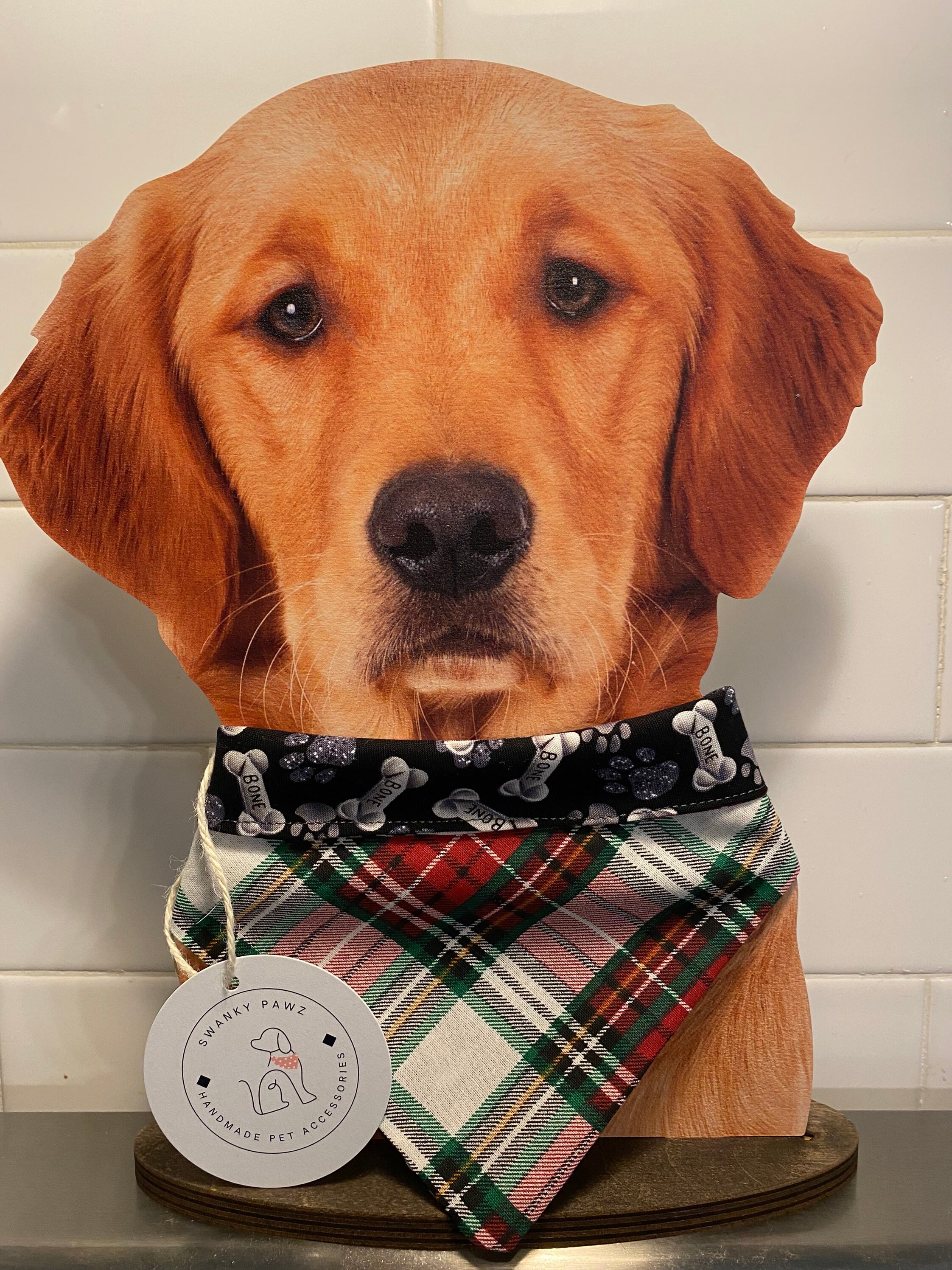 Handmade Reversible Dog Cat Bandana Four in One Bandana Christmas Plaid Dog Bone Paw Print Dogs Clothing Etsy