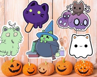 Autocollants en vinyle Halloween Spooky Cats Pack de 5