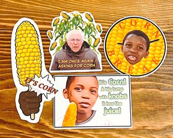 Lot de 4 autocollants Tariq Corn Boy Meme et Bernie Sanders | Vinyle