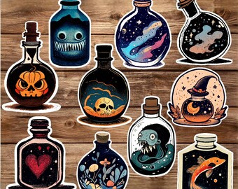 10 autocollants vinyles Potions de sorcière | Halloween