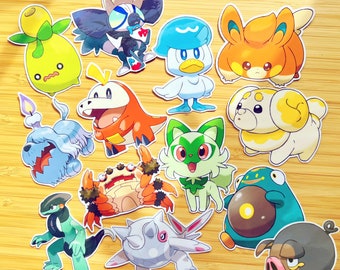 Lot de 13 autocollants Paldea, Pokémon écarlate et violet, génération 9