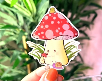 Autocollant mignon de vinyle de famille de champignon | Nature