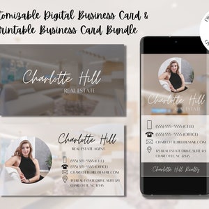 Digital Business Card | Real Estate Business Card | Printable Business Card Template | Modern Real Estate Business Card | Canva Template