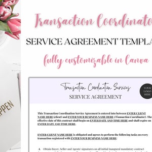 Transaction Coordination Service Agreement Template | Transaction Coordinator Contract | Real Estate Printable Digital TC Service Agreement