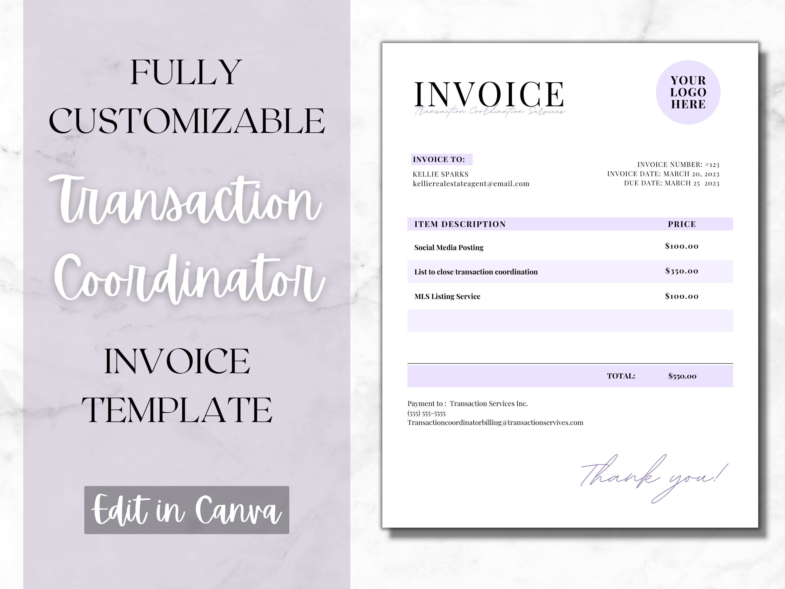 Transaction Coordinator Invoice Template TC Invoice Real Estate Transaction Coordinator Invoice Template TC Invoice Real Estate