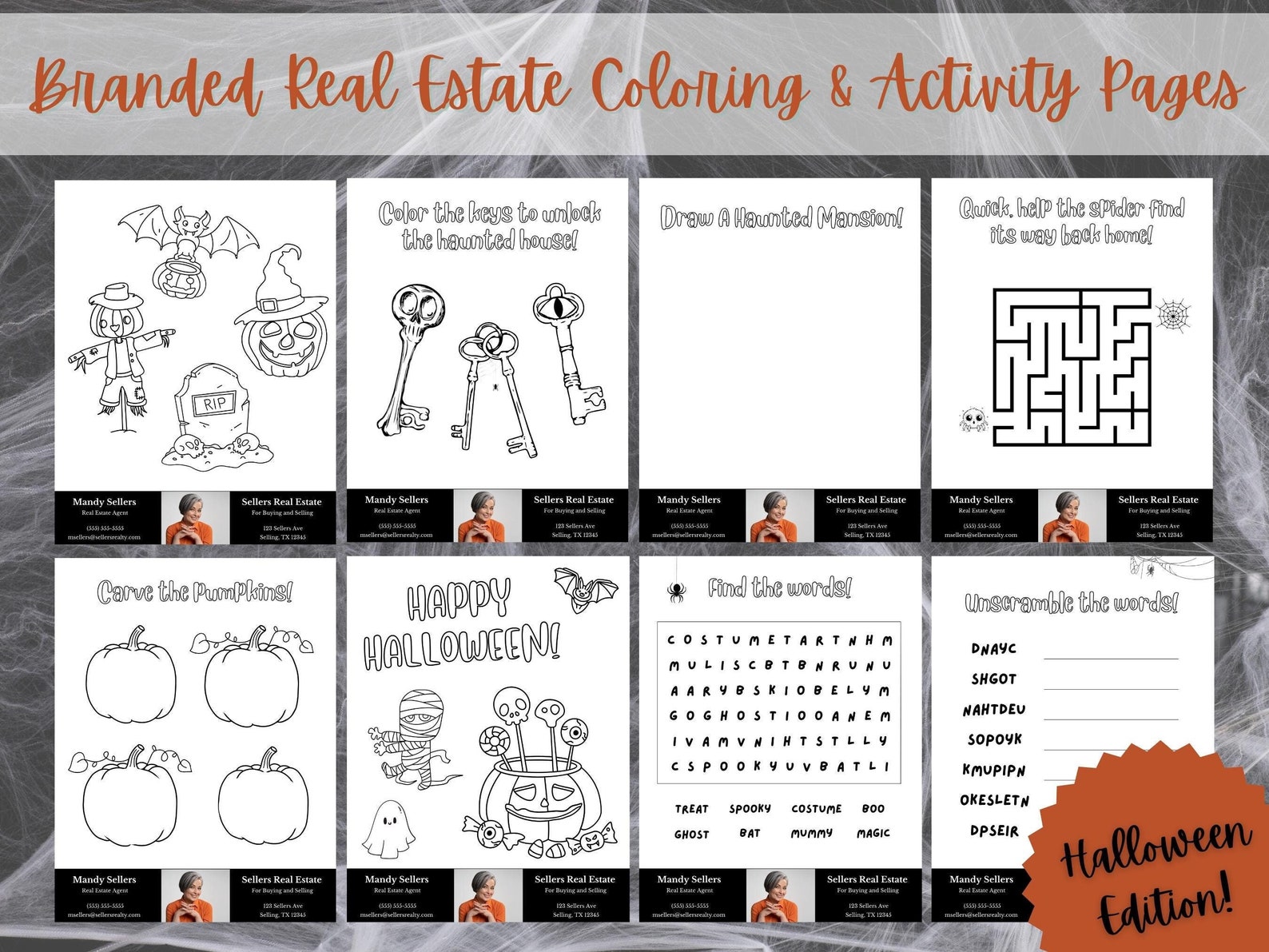 Halloween Real Estate Branded Coloring and Activity Pages ...