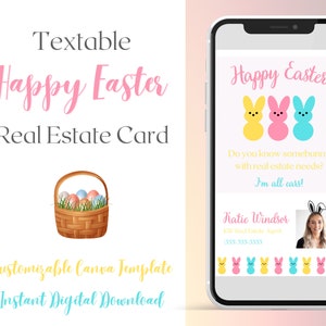 Carte Immobilière Textable de Pâques | Joyeuses Pâques Immobilier | Marketing immobilier de Pâques | Marketing de Pâques de marque | Appréciation du client