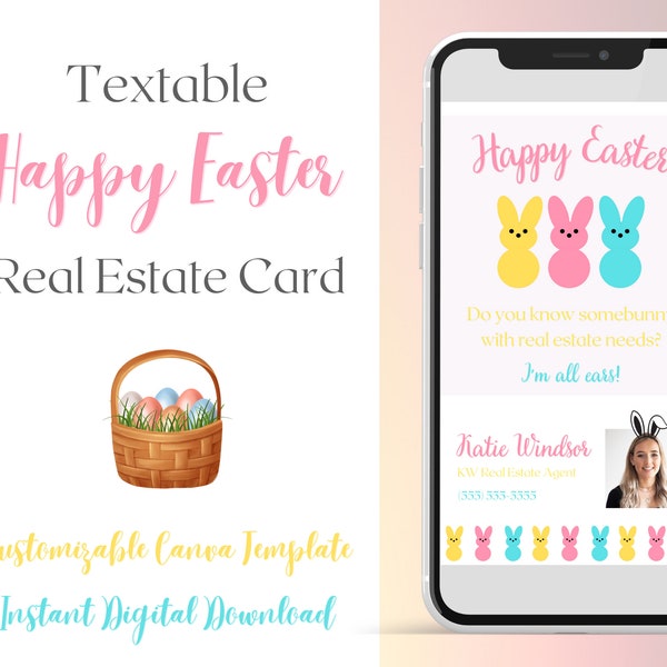 Textable Easter Real Estate Card | Happy Easter Real Estate | Easter Real Estate Marketing | Branded Easter Marketing | Client Appreciation