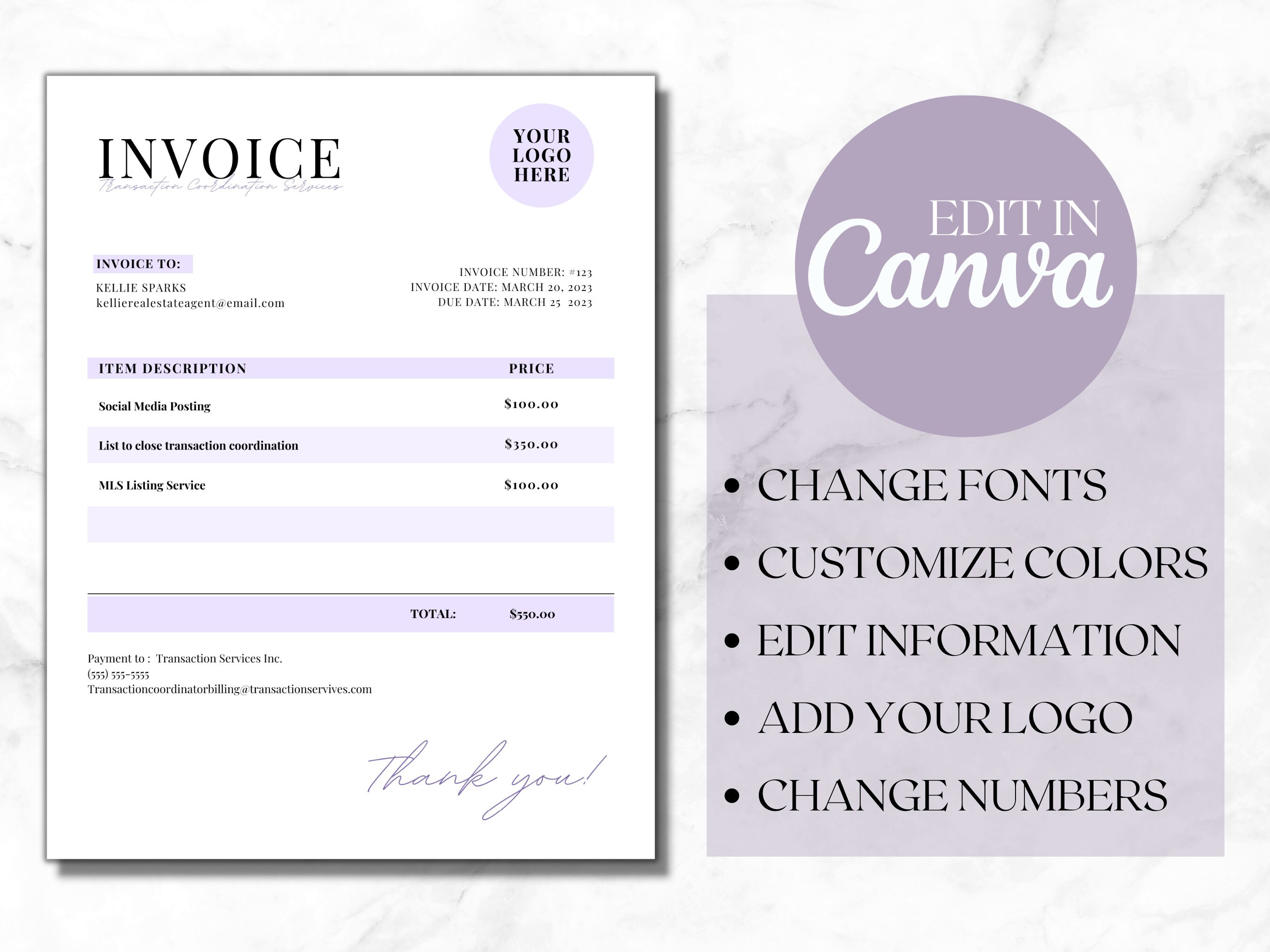 Transaction Coordinator Invoice Template TC Invoice Real Estate Transaction Coordinator Invoice Template TC Invoice Real Estate