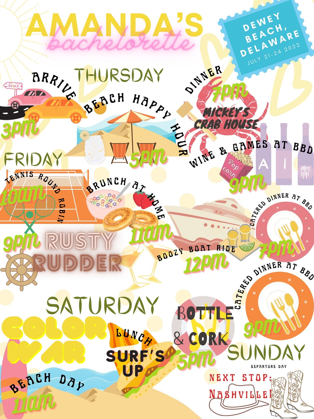 Custom Bachelorette Itinerary - Etsy